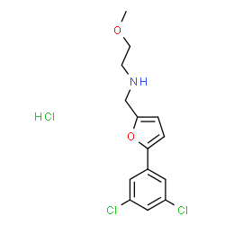 ChemSpider 2D Image | N-{[5-(3,5-Dichlorophenyl)-2-furyl]methyl}-2-methoxyethanamine hydrochloride (1:1) | C14H16Cl3NO2
