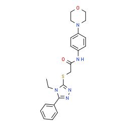 ChemSpider 2D Image | 2-[(4-Ethyl-5-phenyl-4H-1,2,4-triazol-3-yl)sulfanyl]-N-[4-(4-morpholinyl)phenyl]acetamide | C22H25N5O2S