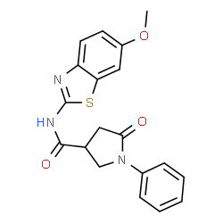 ChemSpider 2D Image | N-(6-Methoxy-1,3-benzothiazol-2-yl)-5-oxo-1-phenyl-3-pyrrolidinecarboxamide | C19H17N3O3S