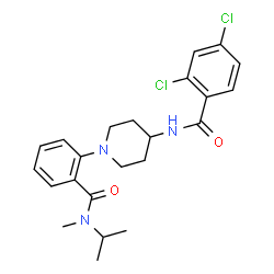 ChemSpider 2D Image | 2,4-Dichloro-N-(1-{2-[isopropyl(methyl)carbamoyl]phenyl}-4-piperidinyl)benzamide | C23H27Cl2N3O2