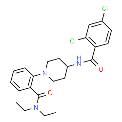 ChemSpider 2D Image | 2,4-Dichloro-N-{1-[2-(diethylcarbamoyl)phenyl]-4-piperidinyl}benzamide | C23H27Cl2N3O2