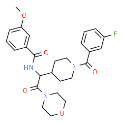 ChemSpider 2D Image | N-{1-[1-(3-Fluorobenzoyl)-4-piperidinyl]-2-(4-morpholinyl)-2-oxoethyl}-3-methoxybenzamide | C26H30FN3O5