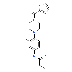 ChemSpider 2D Image | N-{3-Chloro-4-[4-(2-furoyl)-1-piperazinyl]phenyl}propanamide | C18H20ClN3O3