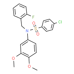 ChemSpider 2D Image | 4-Chloro-N-(3,4-dimethoxyphenyl)-N-(2-fluorobenzyl)benzenesulfonamide | C21H19ClFNO4S
