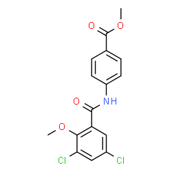 ChemSpider 2D Image | Methyl 4-[(3,5-dichloro-2-methoxybenzoyl)amino]benzoate | C16H13Cl2NO4