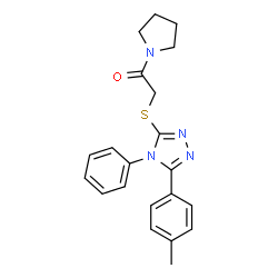 ChemSpider 2D Image | 2-{[5-(4-Methylphenyl)-4-phenyl-4H-1,2,4-triazol-3-yl]sulfanyl}-1-(1-pyrrolidinyl)ethanone | C21H22N4OS