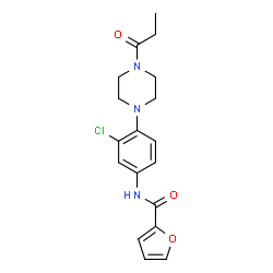 ChemSpider 2D Image | N-[3-Chloro-4-(4-propionyl-1-piperazinyl)phenyl]-2-furamide | C18H20ClN3O3