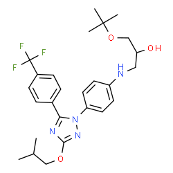 ChemSpider 2D Image | 1-[(4-{3-Isobutoxy-5-[4-(trifluoromethyl)phenyl]-1H-1,2,4-triazol-1-yl}phenyl)amino]-3-[(2-methyl-2-propanyl)oxy]-2-propanol | C26H33F3N4O3