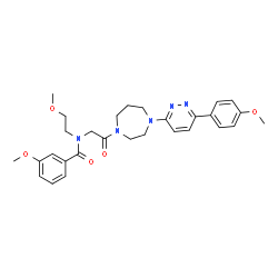 ChemSpider 2D Image | 3-Methoxy-N-(2-methoxyethyl)-N-(2-{4-[6-(4-methoxyphenyl)-3-pyridazinyl]-1,4-diazepan-1-yl}-2-oxoethyl)benzamide | C29H35N5O5
