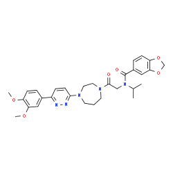 ChemSpider 2D Image | N-(2-{4-[6-(3,4-Dimethoxyphenyl)-3-pyridazinyl]-1,4-diazepan-1-yl}-2-oxoethyl)-N-isopropyl-1,3-benzodioxole-5-carboxamide | C30H35N5O6