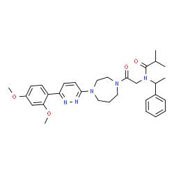 ChemSpider 2D Image | N-(2-{4-[6-(2,4-Dimethoxyphenyl)-3-pyridazinyl]-1,4-diazepan-1-yl}-2-oxoethyl)-2-methyl-N-(1-phenylethyl)propanamide | C31H39N5O4