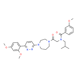 ChemSpider 2D Image | N-(2-{4-[6-(2,4-Dimethoxyphenyl)-3-pyridazinyl]-1,4-diazepan-1-yl}-2-oxoethyl)-N-isobutyl-3-methoxybenzamide | C31H39N5O5