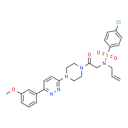 ChemSpider 2D Image | N-Allyl-4-chloro-N-(2-{4-[6-(3-methoxyphenyl)-3-pyridazinyl]-1-piperazinyl}-2-oxoethyl)benzenesulfonamide | C26H28ClN5O4S
