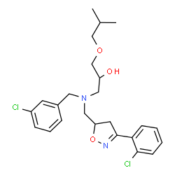 ChemSpider 2D Image | 1-[(3-Chlorobenzyl){[3-(2-chlorophenyl)-4,5-dihydro-1,2-oxazol-5-yl]methyl}amino]-3-isobutoxy-2-propanol | C24H30Cl2N2O3