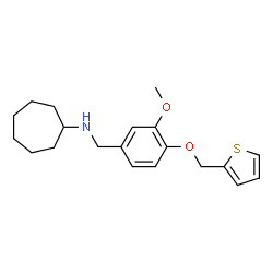 ChemSpider 2D Image | N-[3-Methoxy-4-(2-thienylmethoxy)benzyl]cycloheptanamine | C20H27NO2S