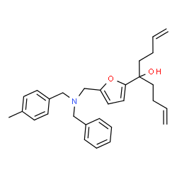 ChemSpider 2D Image | 5-(5-{[Benzyl(4-methylbenzyl)amino]methyl}-2-furyl)-1,8-nonadien-5-ol | C29H35NO2