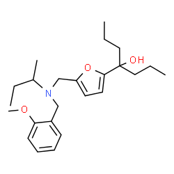 ChemSpider 2D Image | 4-(5-{[sec-Butyl(2-methoxybenzyl)amino]methyl}-2-furyl)-4-heptanol | C24H37NO3