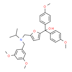 ChemSpider 2D Image | (5-{[(3,5-Dimethoxybenzyl)(isopropyl)amino]methyl}-2-furyl)[bis(4-methoxyphenyl)]methanol | C32H37NO6