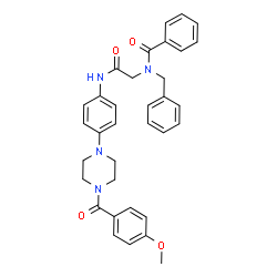 ChemSpider 2D Image | N-Benzyl-N-[2-({4-[4-(4-methoxybenzoyl)-1-piperazinyl]phenyl}amino)-2-oxoethyl]benzamide | C34H34N4O4
