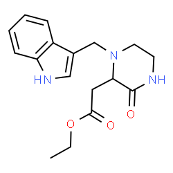 ChemSpider 2D Image | Ethyl [1-(1H-indol-3-ylmethyl)-3-oxo-2-piperazinyl]acetate | C17H21N3O3
