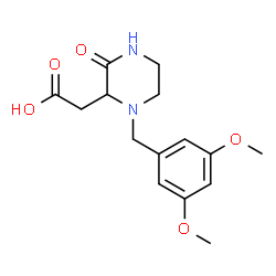 ChemSpider 2D Image | [1-(3,5-Dimethoxybenzyl)-3-oxo-2-piperazinyl]acetic acid | C15H20N2O5