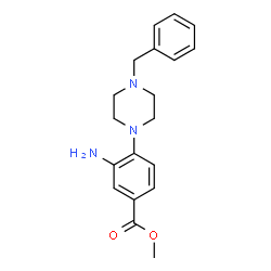 ChemSpider 2D Image | Methyl 3-amino-4-(4-benzyl-1-piperazinyl)benzoate | C19H23N3O2