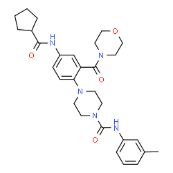 ChemSpider 2D Image | 4-{4-[(Cyclopentylcarbonyl)amino]-2-(4-morpholinylcarbonyl)phenyl}-N-(3-methylphenyl)-1-piperazinecarboxamide | C29H37N5O4