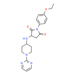 ChemSpider 2D Image | 1-(4-Ethoxyphenyl)-3-{[1-(2-pyrimidinyl)-4-piperidinyl]amino}-2,5-pyrrolidinedione | C21H25N5O3