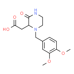 ChemSpider 2D Image | [1-(3,4-Dimethoxybenzyl)-3-oxo-2-piperazinyl]acetic acid | C15H20N2O5