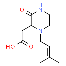 ChemSpider 2D Image | [1-(3-Methyl-2-buten-1-yl)-3-oxo-2-piperazinyl]acetic acid | C11H18N2O3