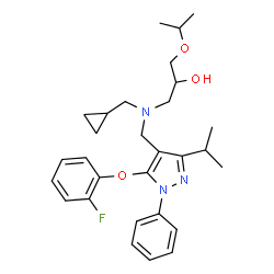 ChemSpider 2D Image | 1-[(Cyclopropylmethyl){[5-(2-fluorophenoxy)-3-isopropyl-1-phenyl-1H-pyrazol-4-yl]methyl}amino]-3-isopropoxy-2-propanol | C29H38FN3O3