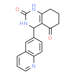 ChemSpider 2D Image | 4-(6-quinolinyl)-1,3,4,6,7,8-hexahydroquinazoline-2,5-dione | C17H15N3O2