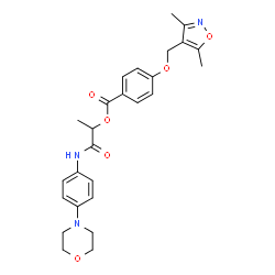 ChemSpider 2D Image | 1-{[4-(4-Morpholinyl)phenyl]amino}-1-oxo-2-propanyl 4-[(3,5-dimethyl-1,2-oxazol-4-yl)methoxy]benzoate | C26H29N3O6