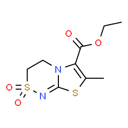 ChemSpider 2D Image | Ethyl 7-methyl-3,4-dihydro[1,3]thiazolo[2,3-c][1,2,4]thiadiazine-6-carboxylate 2,2-dioxide | C9H12N2O4S2