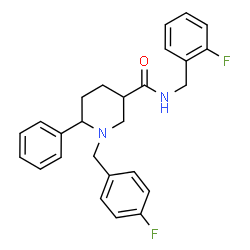 ChemSpider 2D Image | N-(2-Fluorobenzyl)-1-(4-fluorobenzyl)-6-phenyl-3-piperidinecarboxamide | C26H26F2N2O