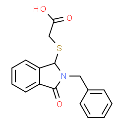 ChemSpider 2D Image | [(2-Benzyl-3-oxo-2,3-dihydro-1H-isoindol-1-yl)sulfanyl]acetic acid | C17H15NO3S