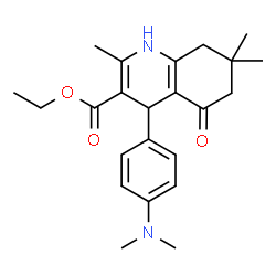 ChemSpider 2D Image | ethyl 4-[4-(dimethylamino)phenyl]-2,7,7-trimethyl-5-oxo-1,4,6,8-tetrahydroquinoline-3-carboxylate | C23H30N2O3