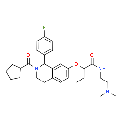 ChemSpider 2D Image | 2-{[2-(Cyclopentylcarbonyl)-1-(4-fluorophenyl)-1,2,3,4-tetrahydro-7-isoquinolinyl]oxy}-N-[2-(dimethylamino)ethyl]butanamide | C29H38FN3O3