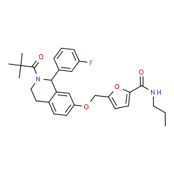 ChemSpider 2D Image | 5-({[2-(2,2-Dimethylpropanoyl)-1-(3-fluorophenyl)-1,2,3,4-tetrahydro-7-isoquinolinyl]oxy}methyl)-N-propyl-2-furamide | C29H33FN2O4