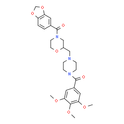 ChemSpider 2D Image | 1,3-Benzodioxol-5-yl(2-{[4-(3,4,5-trimethoxybenzoyl)-1-piperazinyl]methyl}-4-morpholinyl)methanone | C27H33N3O8