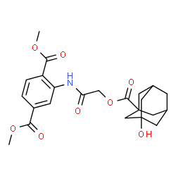 ChemSpider 2D Image | Dimethyl 2-[({[(3-hydroxyadamantan-1-yl)carbonyl]oxy}acetyl)amino]terephthalate | C23H27NO8