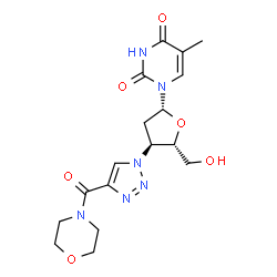 ChemSpider 2D Image | 3'-Deoxy-3'-[4-(4-morpholinylcarbonyl)-1H-1,2,3-triazol-1-yl]thymidine | C17H22N6O6