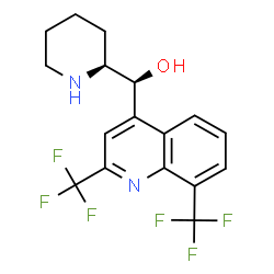 ChemSpider 2D Image | (S)-[2,8-Bis(trifluoromethyl)-4-quinolinyl][(2S)-2-piperidinyl]methanol | C17H16F6N2O