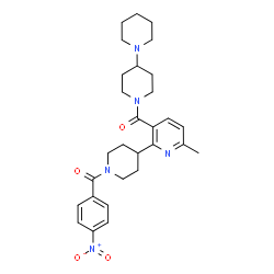 ChemSpider 2D Image | 1,4'-Bipiperidin-1'-yl{6-methyl-2-[1-(4-nitrobenzoyl)-4-piperidinyl]-3-pyridinyl}methanone | C29H37N5O4
