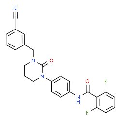 ChemSpider 2D Image | N-{4-[3-(3-Cyanobenzyl)-2-oxotetrahydro-1(2H)-pyrimidinyl]phenyl}-2,6-difluorobenzamide | C25H20F2N4O2