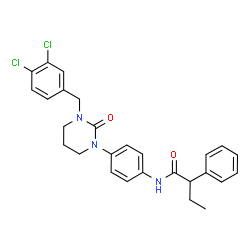 ChemSpider 2D Image | N-{4-[3-(3,4-Dichlorobenzyl)-2-oxotetrahydro-1(2H)-pyrimidinyl]phenyl}-2-phenylbutanamide | C27H27Cl2N3O2