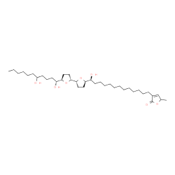 ChemSpider 2D Image | 3-[(13S)-13-{(2R,2'R,5R,5'R)-5'-[(1R)-1,5-Dihydroxyundecyl]octahydro-2,2'-bifuran-5-yl}-13-hydroxytridecyl]-5-methyl-2(5H)-furanone | C37H66O7