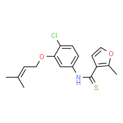 ChemSpider 2D Image | N-{4-Chloro-3-[(3-methyl-2-buten-1-yl)oxy]phenyl}-2-methyl-3-furancarbothioamide | C17H18ClNO2S