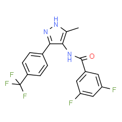 ChemSpider 2D Image | 3,5-Difluoro-N-{5-methyl-3-[4-(trifluoromethyl)phenyl]-1H-pyrazol-4-yl}benzamide | C18H12F5N3O