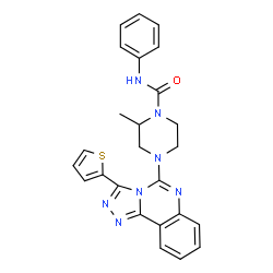 ChemSpider 2D Image | 2-Methyl-N-phenyl-4-[3-(2-thienyl)[1,2,4]triazolo[4,3-c]quinazolin-5-yl]-1-piperazinecarboxamide | C25H23N7OS